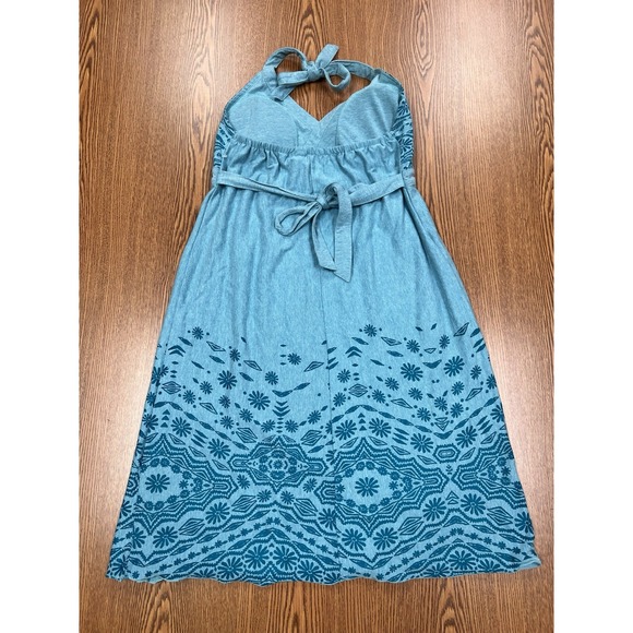 Athleta Women's Size Small Balsa Burnout Blue Tie Halter Dress EUC built in Bra - Picture 4 of 7